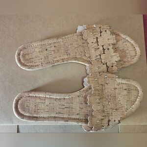 NWOT Kate Spade Natural Daisy Floral Field Slide Sandals Size 9.5